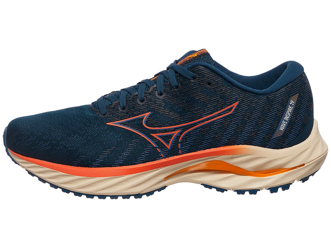 Mizuno Wave Inspire 19 Men's Shoes Opal/Tigerlily/Zinni | Running Warehouse