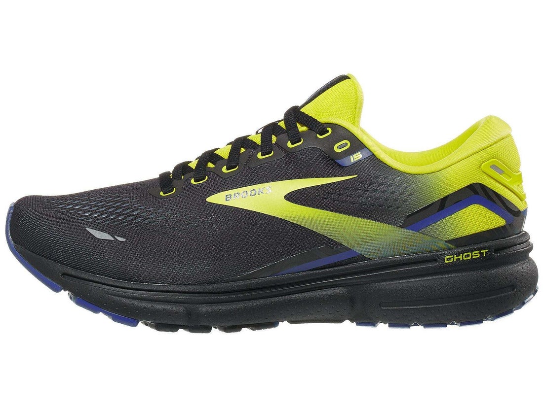 Brooks Ghost 15 Men's Shoes Black/Nightlife/Blue Running Warehouse