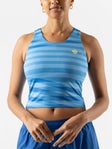 rabbit Women's Crusher Pocket Crop Azure Blue Stripe