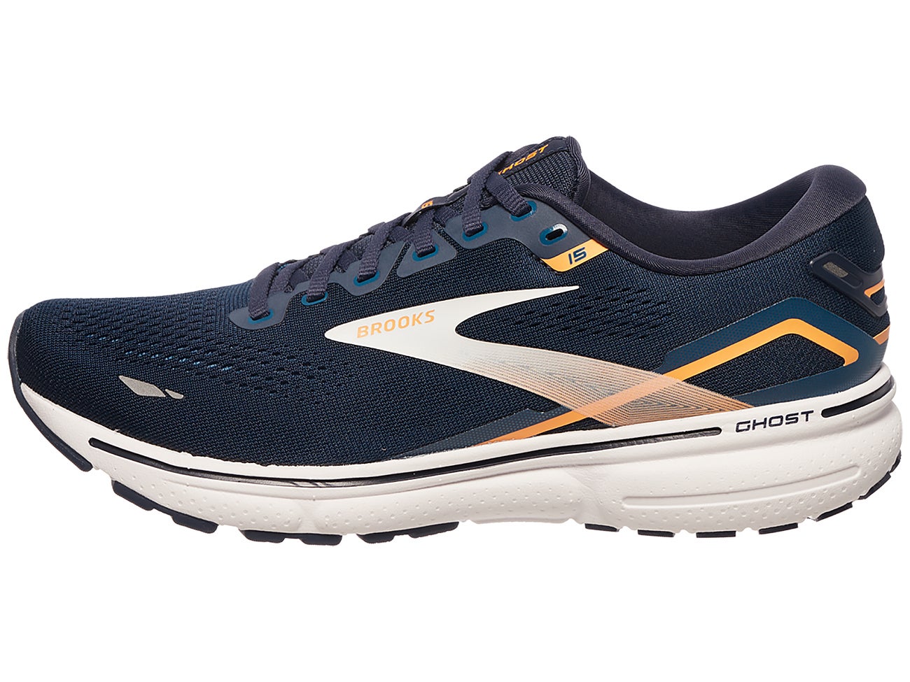 Brooks Ghost 15 Men's Shoes Peacoat/Blue/Orange Pop | Running Warehouse