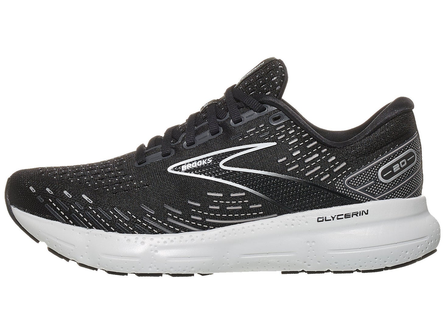 Brooks Glycerin 20 Men's Shoes Black/White/Alloy Running Warehouse