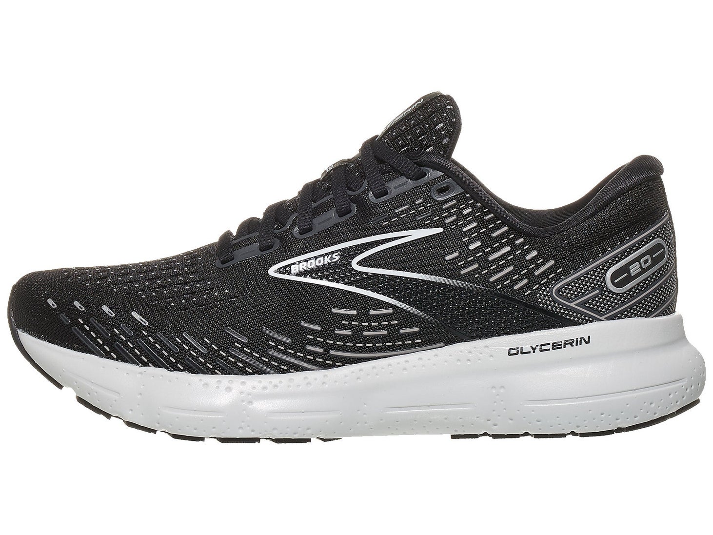 Brooks Glycerin 20 Men's Shoes Black/White/Alloy | Running Warehouse