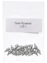 Om-l 7mm (1/4") Pyramid Spikes 20 Pack Silver