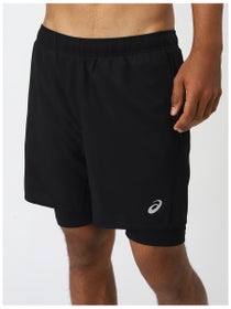 ASICS Men's Silver 2 in 1 7" Short Performance Black