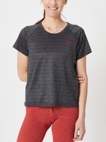 rabbit Women's EZ Tee Cropped Black Charcoal Stripe