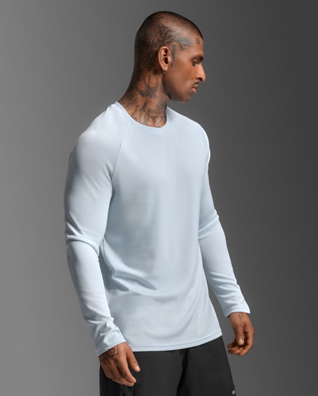 2XU Mens Aero Mesh Long Sleeve Moonstone