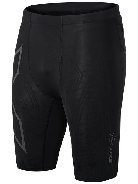 2XU MCS Light Speed Run Mens Compression Tights With Back Storage -  Black/Gold Reflective