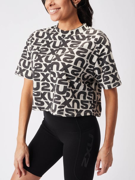 2XU Womens Form Crop Tee Abstract Mono/Abstract Mono