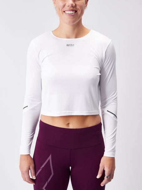 2XU Womens Light Speed Tech Crop Long Sleeve White