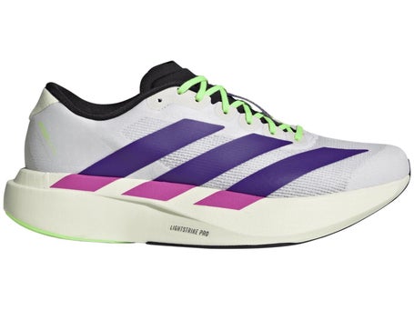adidas adizero Evo SL\Mens Shoes\White/Purple/Lime
