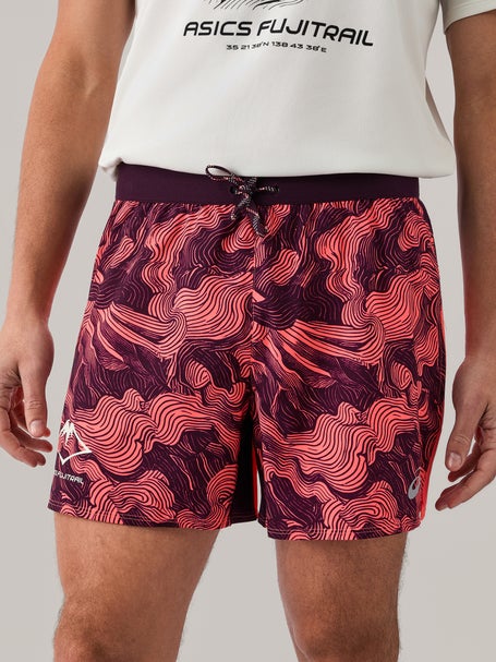 ASICS Mens Fujitrail All Over Print 5 Short Coral