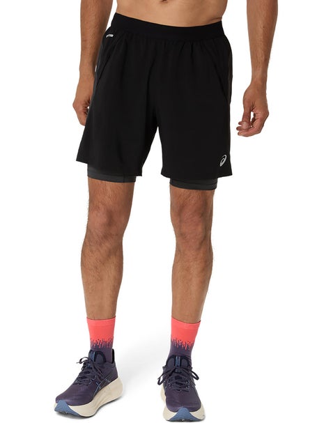 ASICS Mens Road 2 in 1 7 Short Performance Black
