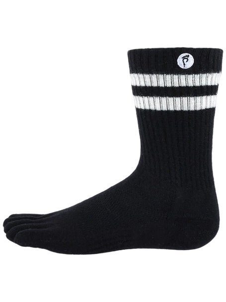 Creepers Merino Crew Toesocks Black/White Stripes