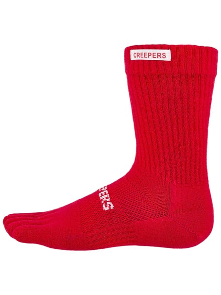 Creepers Merino Crew Toesocks Red