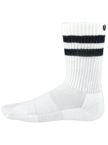 Creepers Merino Crew Toesocks White/Black Stripes