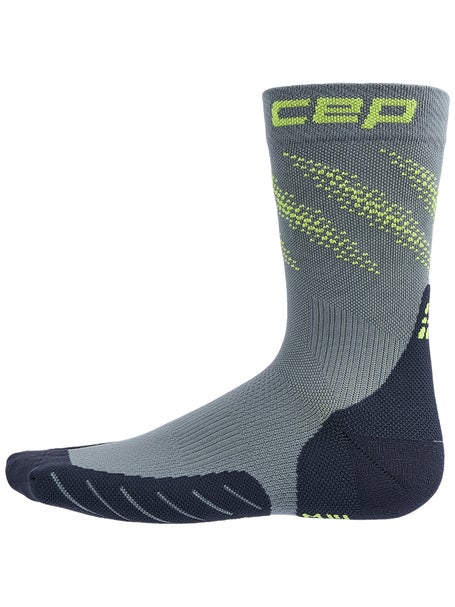 CEP Run Mens Elliptic Socks Mid Cut Dark Grey/Lime