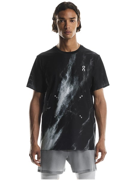ON Mens Pace Mesh-T Black  Glacier