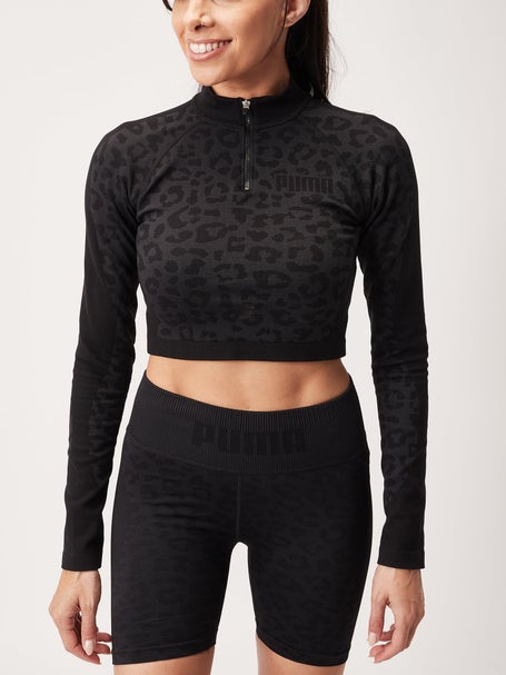 PUMA Low Impact FormKnit Seamless Bra, Black Women's Crop Top