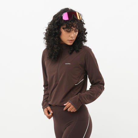 Salomon Womens Sense Aero Hybrid Pullover Coffee Bean