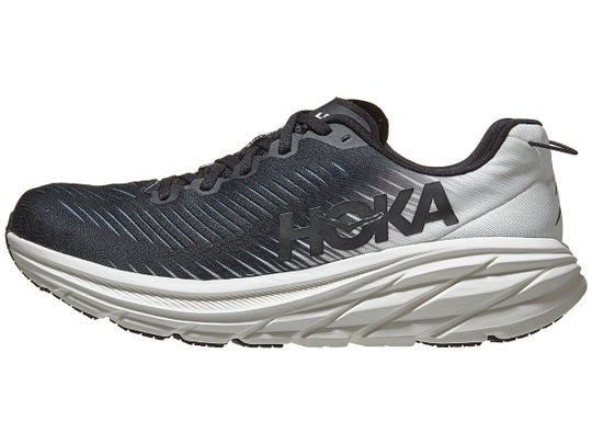  HOKA Rincon 3 running shoe. Upper is white and black. Midsole is white.