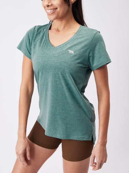 Running Bare Womens V-Easy Workout Tee Spruce